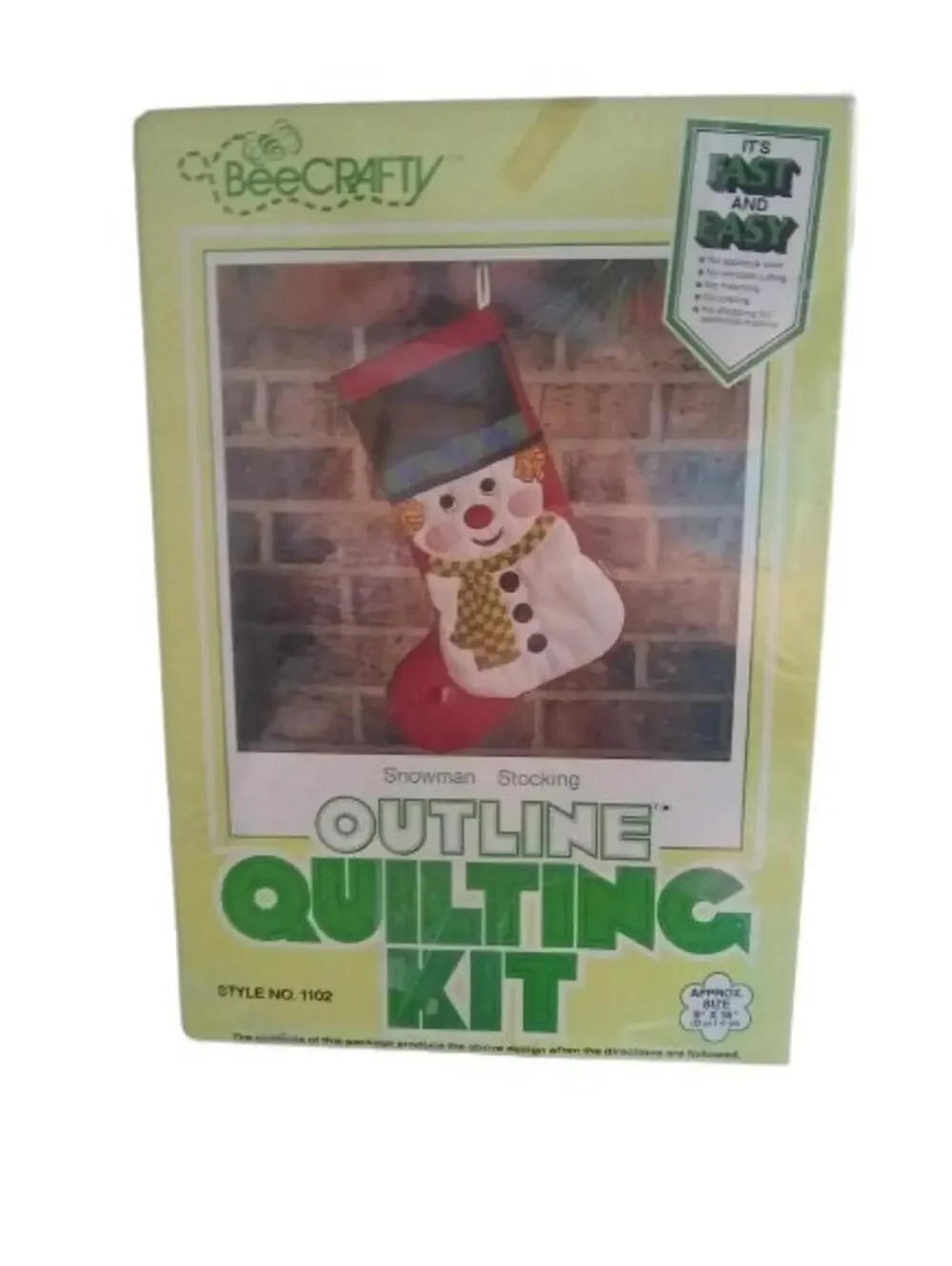 Beecrafty Snowman Stocking Outline Quilting Kit Style 1102 9